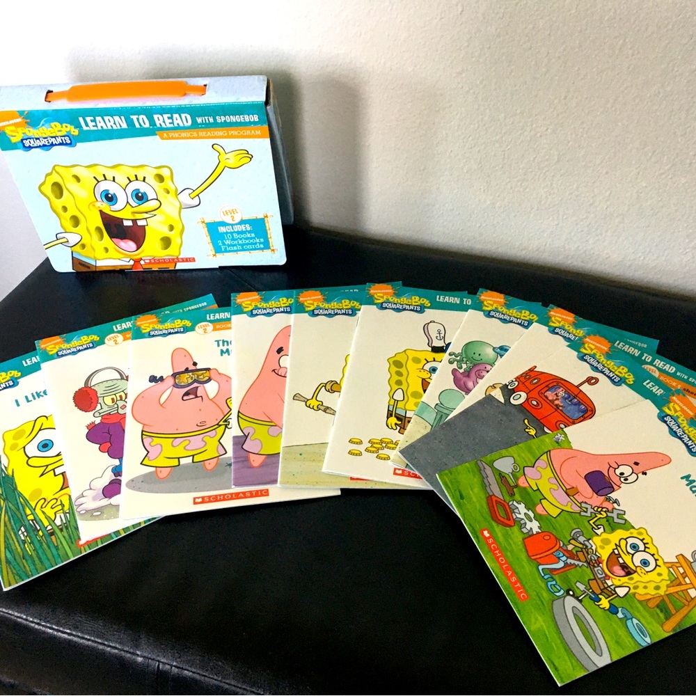 Learn To Read SpongeBob Level 2 Phonics Set 10 Books 2 Workbooks 12 Flash Cards